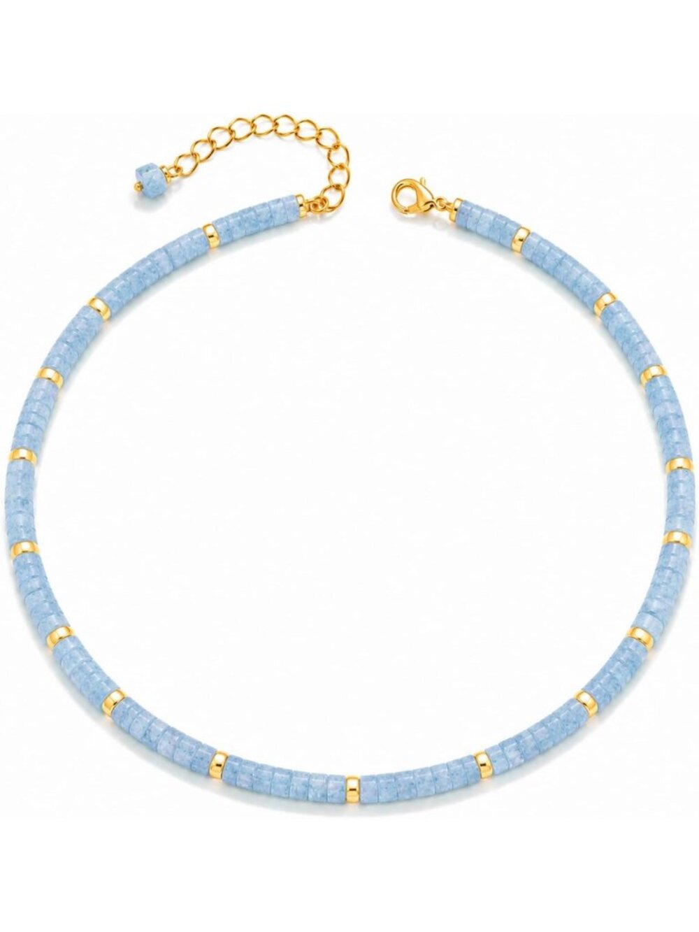 Adjustable Natural Gemstone Heishi Choker Necklace, Beachy Layering Jewelry Gift